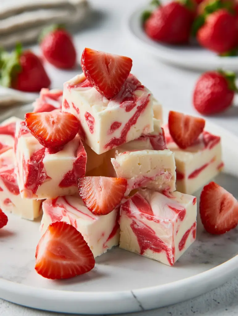 strawberries and cream fudge recipe recipeCard1