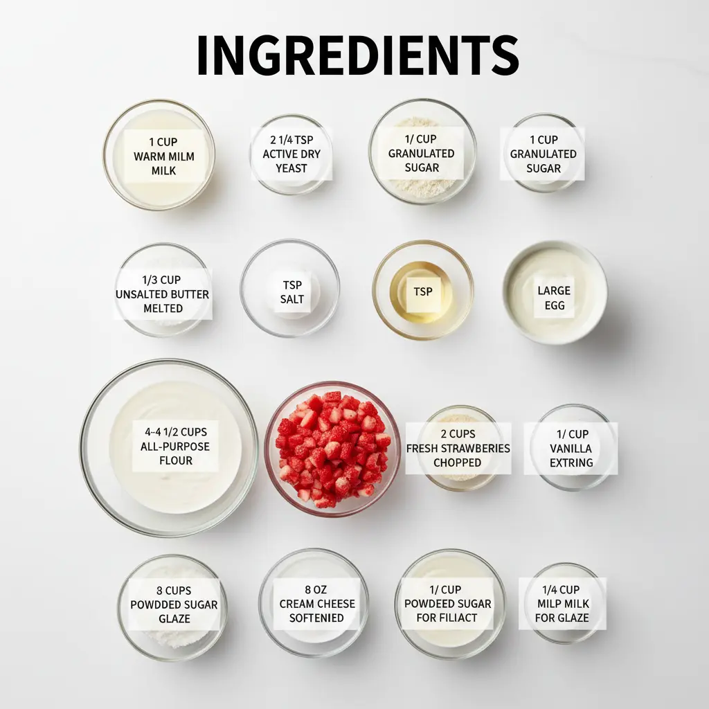 strawberries and cream sweet rolls recipe ingredients