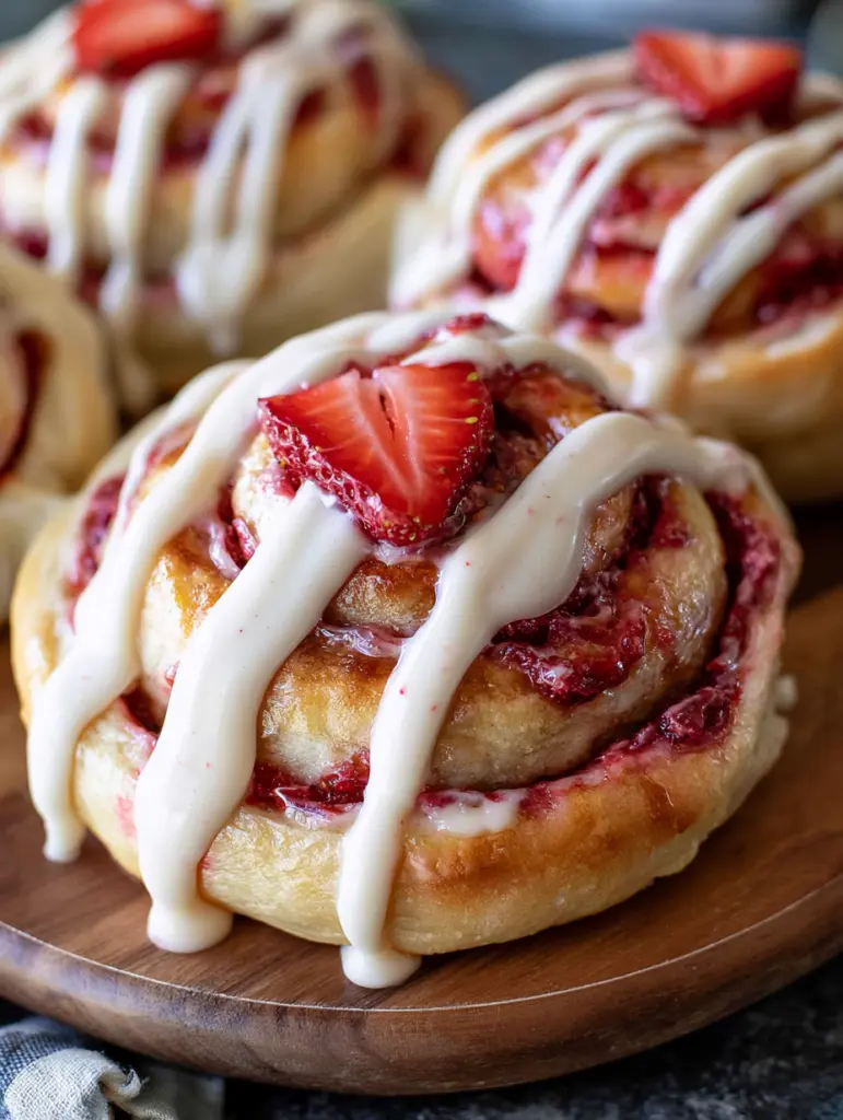 strawberries and cream sweet rolls recipe recipeCard1