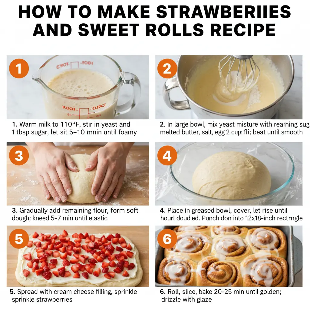 How to make strawberries and cream sweet rolls recipe
