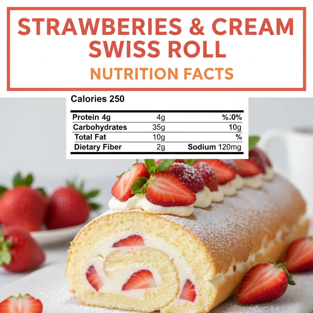 strawberries and cream swiss roll recipe nutritional information