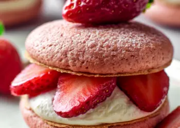 strawberries and cream whoopie pies recipe featured