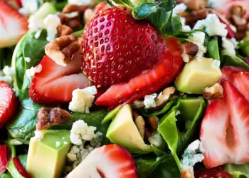 strawberry avocado spinach salad recipe featured