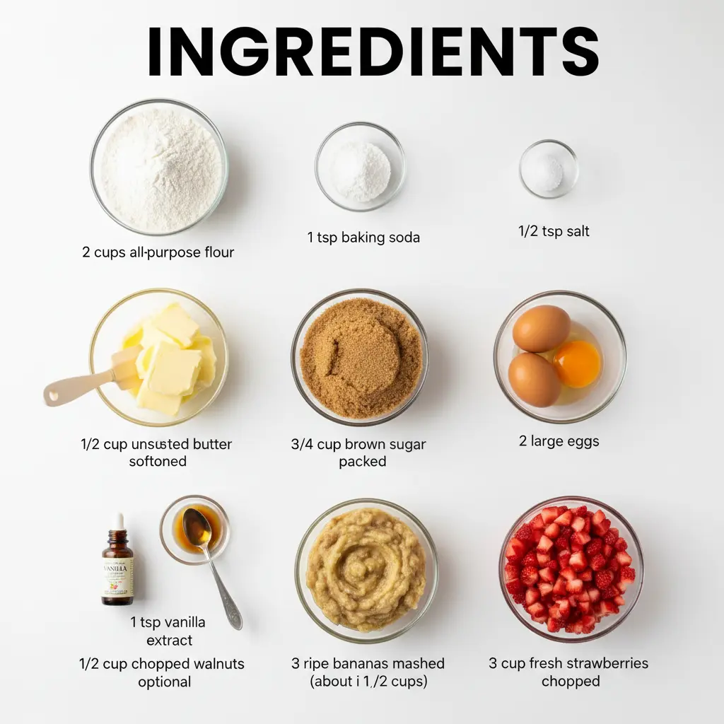 strawberry banana bread recipe ingredients