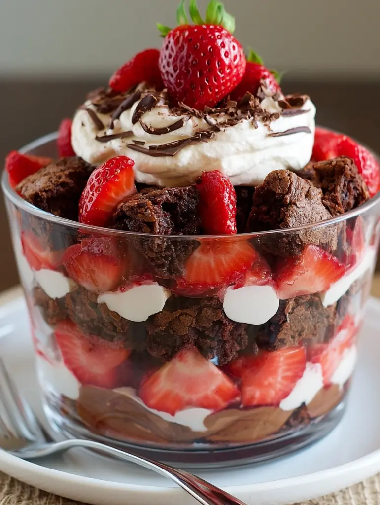 strawberry brownie trifle recipe recipeCard1