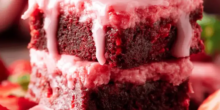 strawberry brownies recipe featured