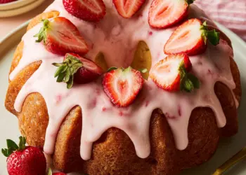 strawberry bundt cake recipe featured