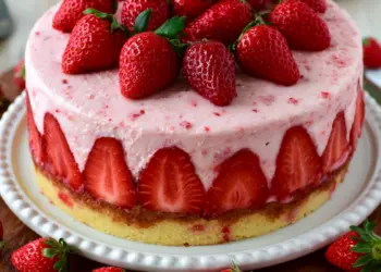 strawberry cake recipe featured