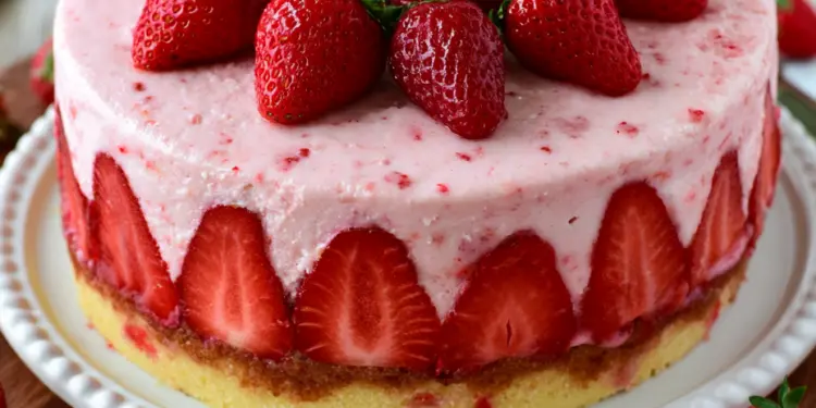 strawberry cake recipe featured