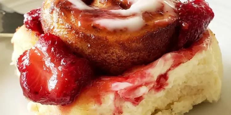 strawberry cheesecake cinnamon rolls featured