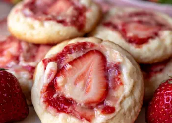 strawberry cheesecake cookies recipe featured