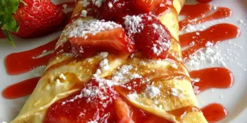 strawberry cheesecake crepes recipe featured
