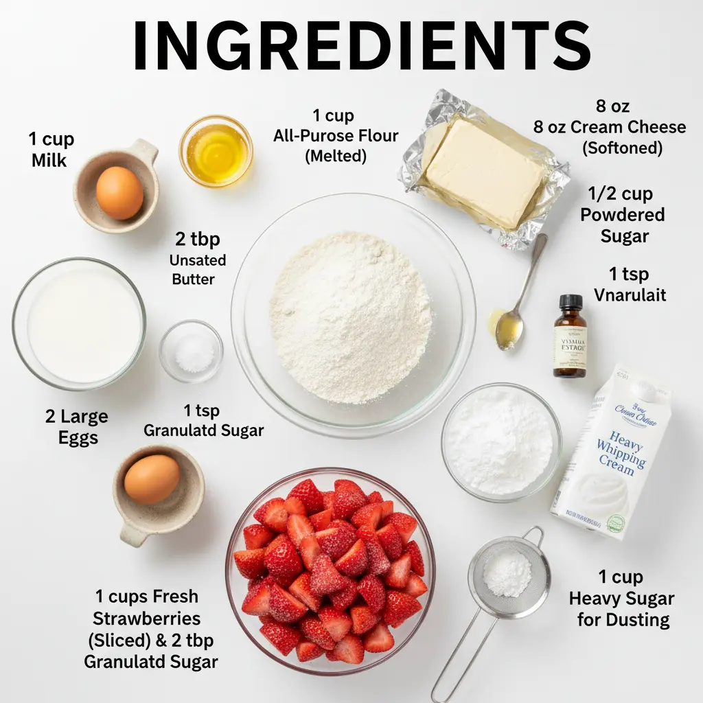strawberry cheesecake crepes recipe ingredients
