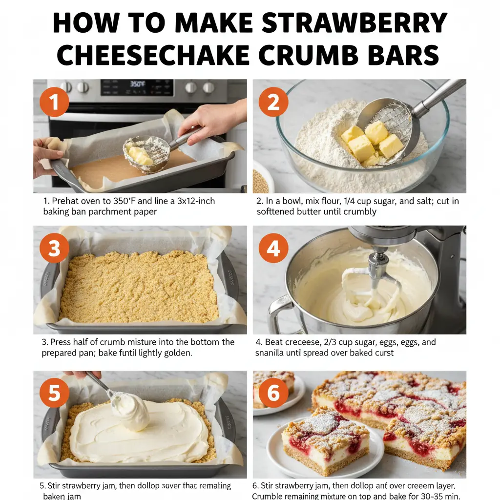 How to make strawberry cheesecake crumb bars