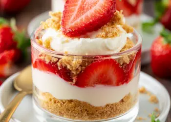 strawberry cheesecake cups recipe featured