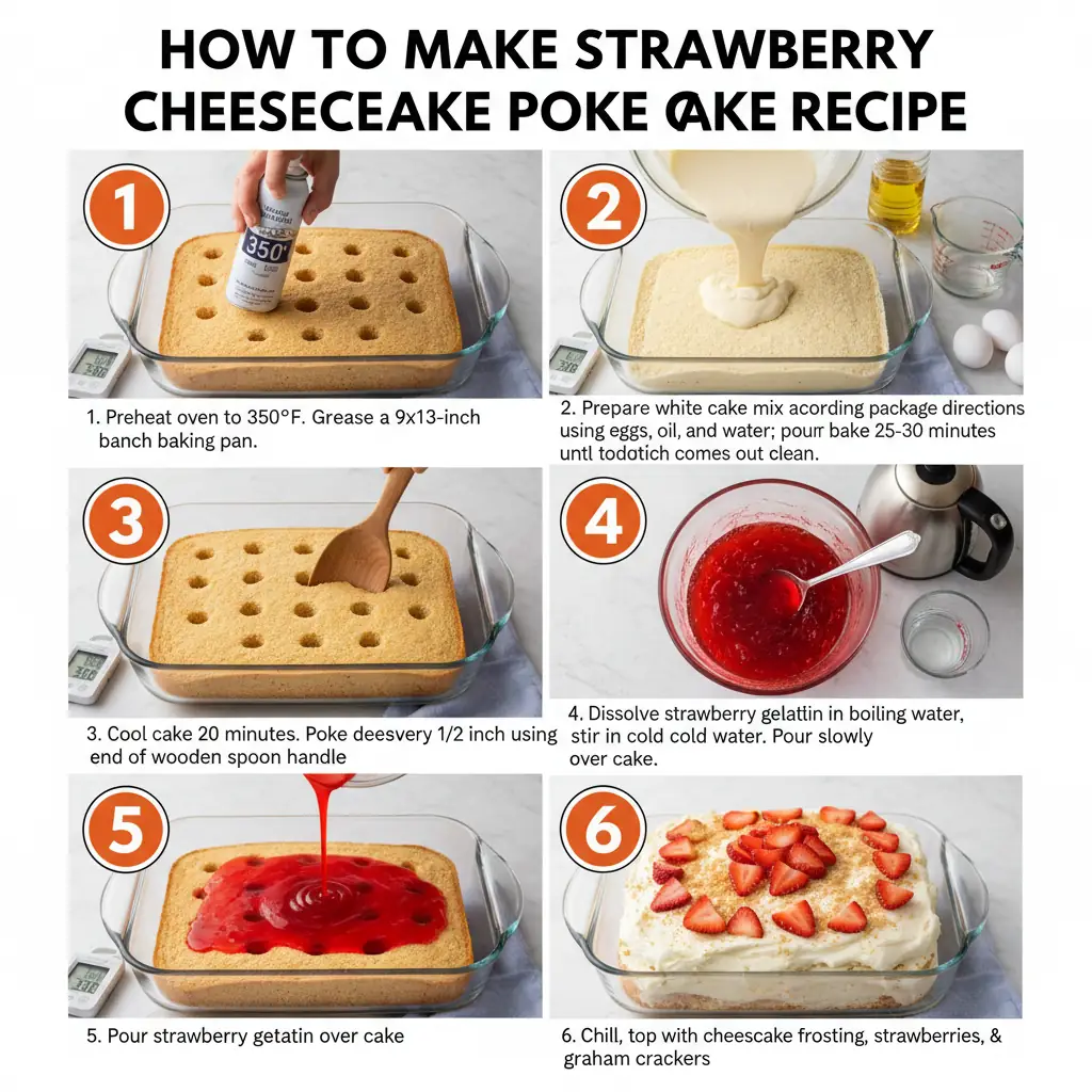 How to make strawberry cheesecake poke cake recipe