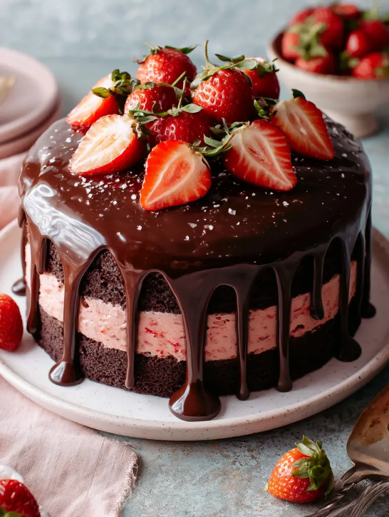 strawberry chocolate cake recipe recipeCard1
