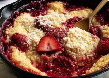 strawberry cobbler recipe featured