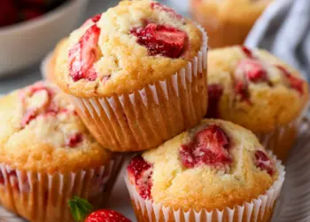 strawberry cream cheese muffins recipe featured