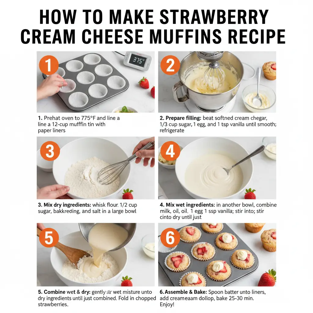 How to make strawberry cream cheese muffins recipe
