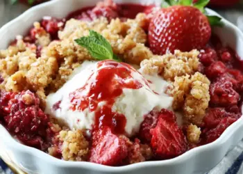 strawberry crisp recipe featured