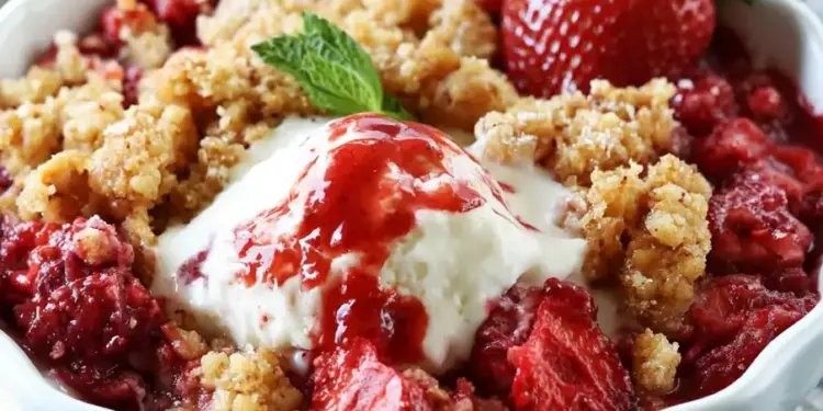 strawberry crisp recipe featured