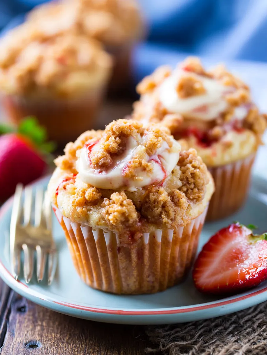 strawberry crumb cake muffins recipe featured