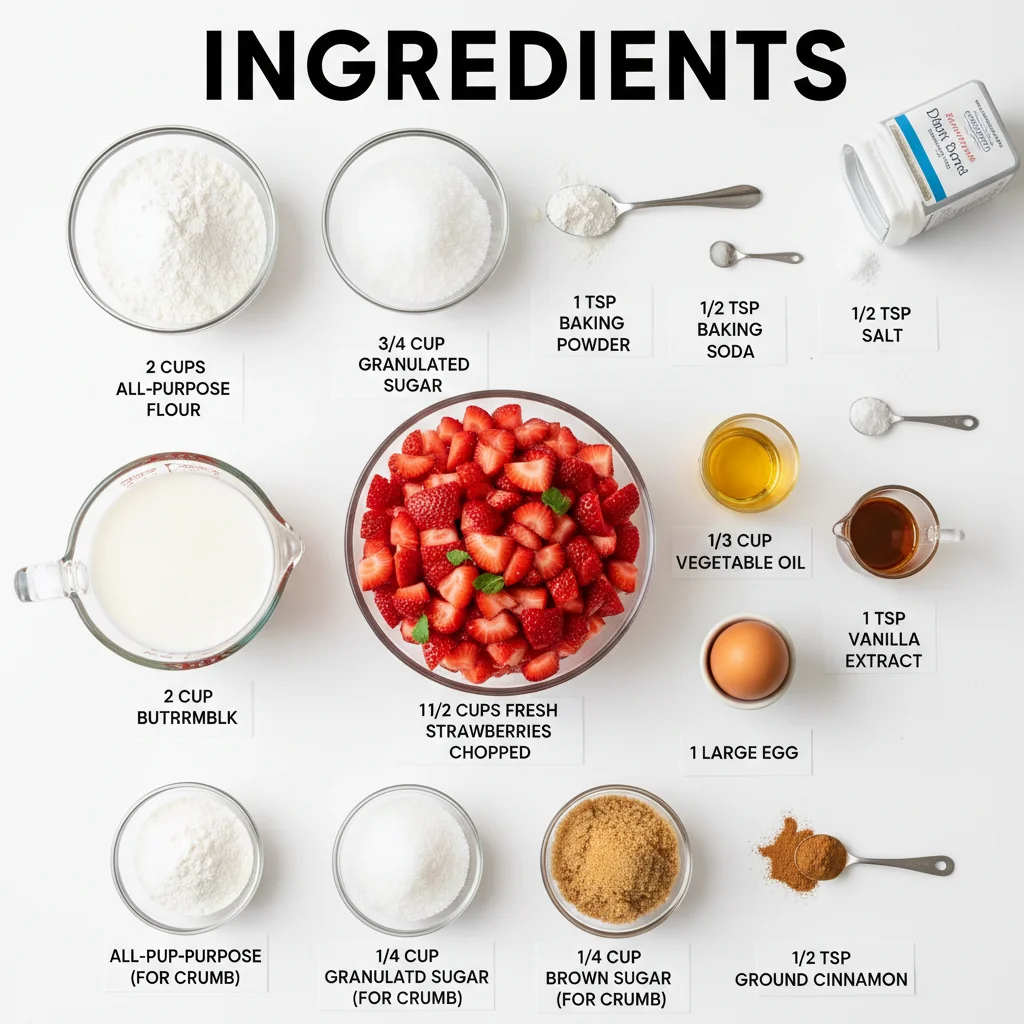 strawberry crumb cake muffins recipe ingredients