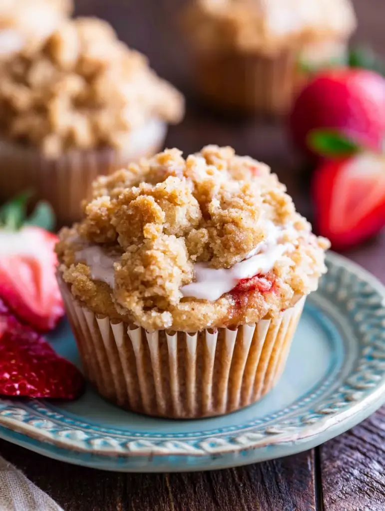 strawberry crumb cake muffins recipe recipeCard1