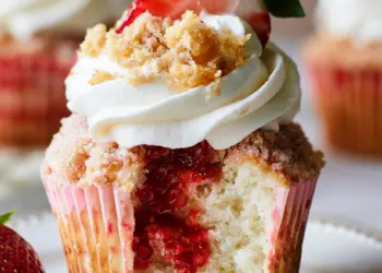 strawberry crunch cupcakes recipe featured