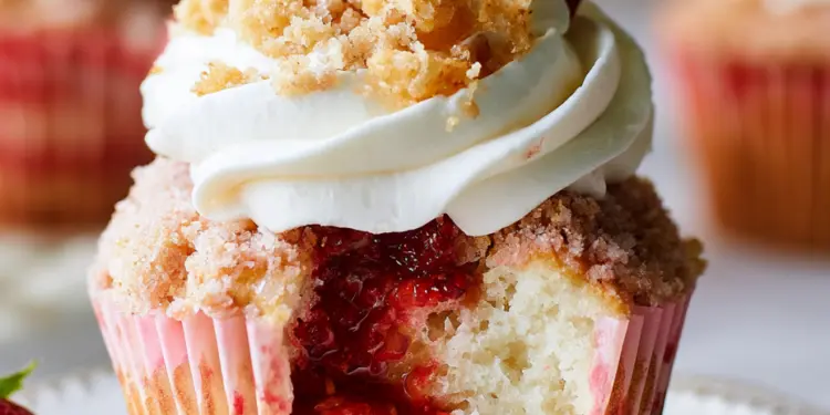 strawberry crunch cupcakes recipe featured