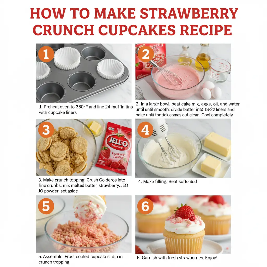 How to make strawberry crunch cupcakes recipe