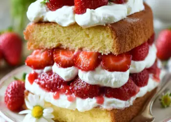 strawberry daisy sponge cake recipe featured