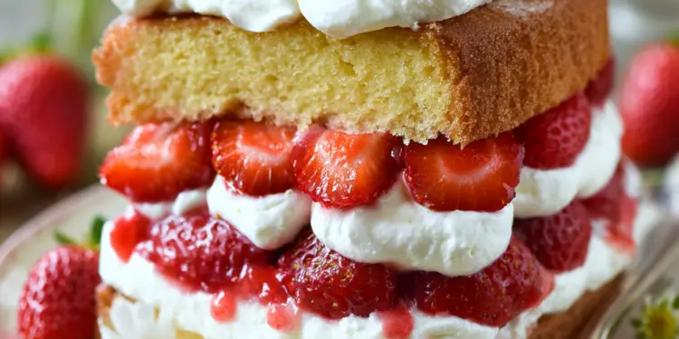 strawberry daisy sponge cake recipe featured