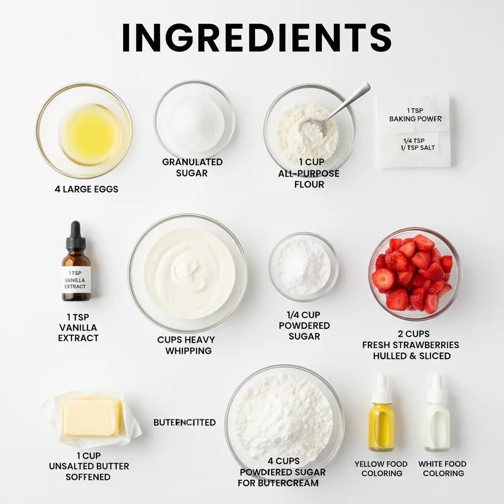 strawberry daisy sponge cake recipe ingredients