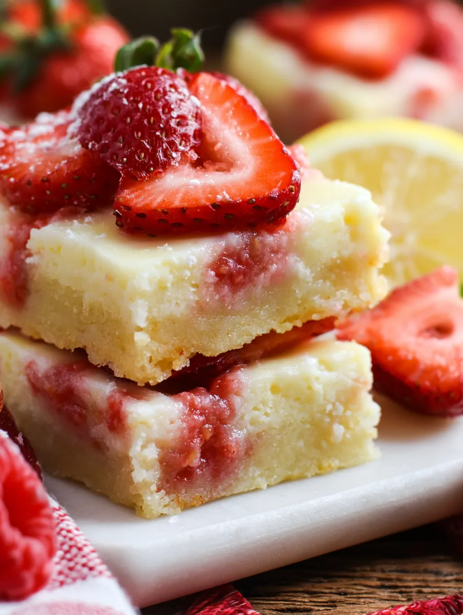 strawberry lemon bars recipe featured