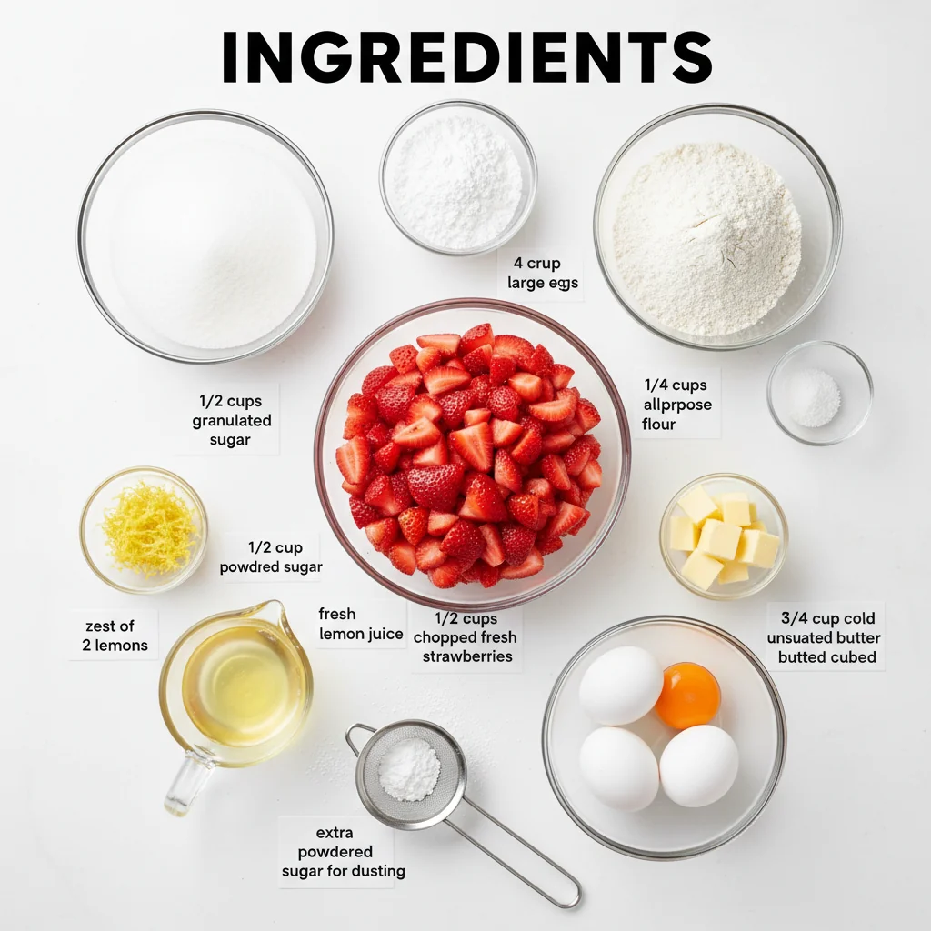 strawberry lemon bars recipe ingredients