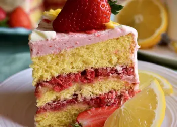 strawberry lemon cake recipe featured