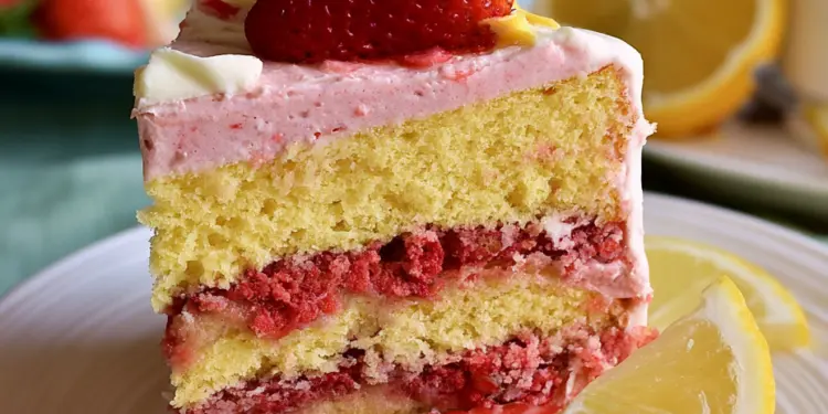 strawberry lemon cake recipe featured