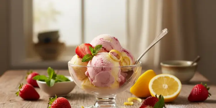 strawberry lemon sorbet recipe featured
