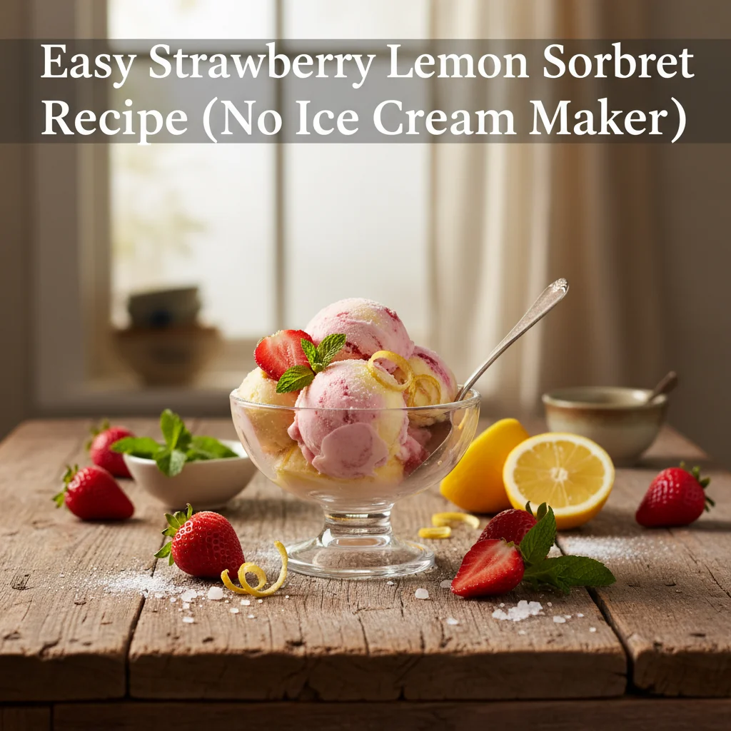 strawberry lemon sorbet recipe featured