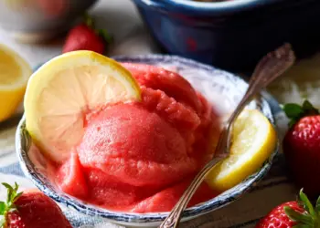 strawberry lemon sorbet recipe featured
