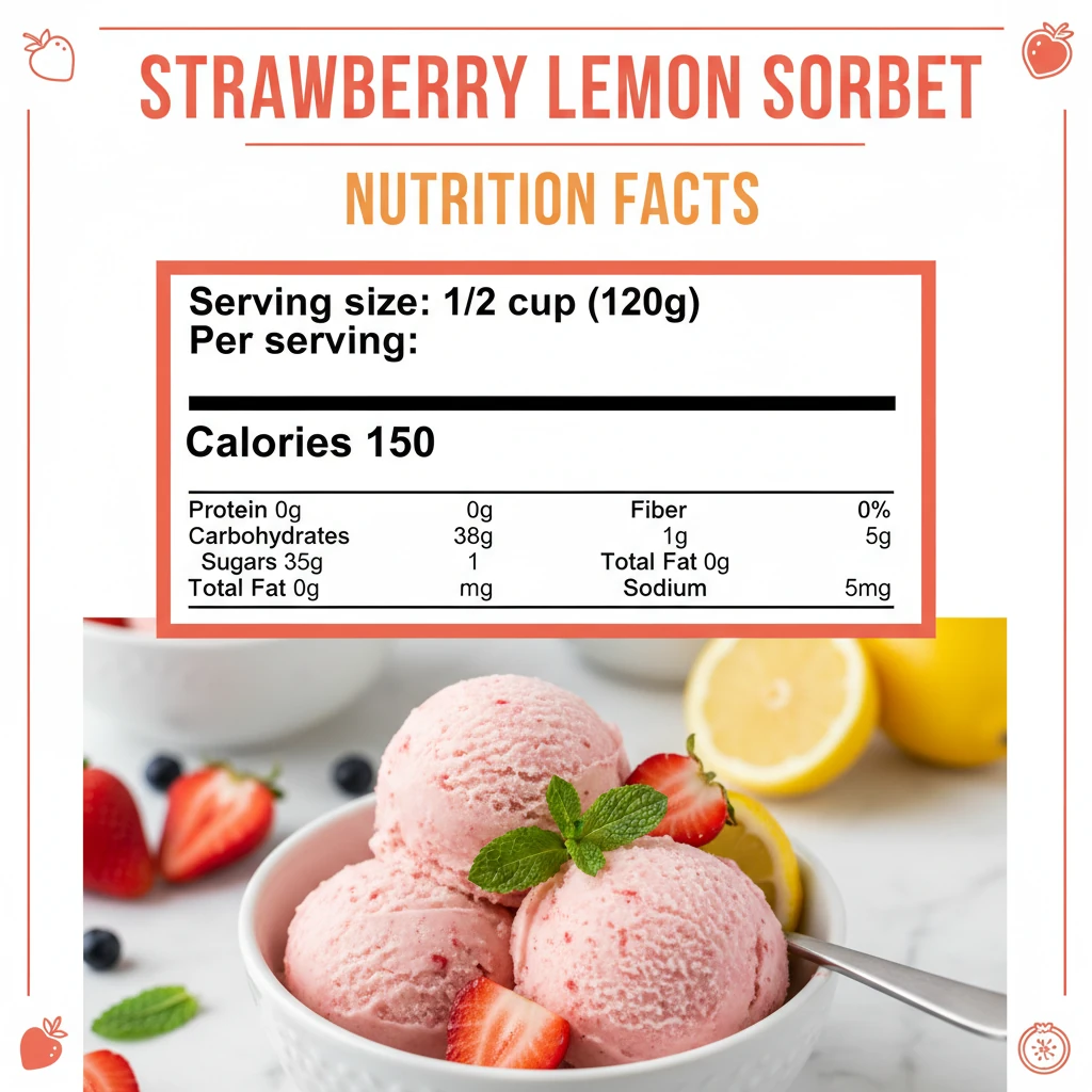 strawberry lemon sorbet recipe nutritional information