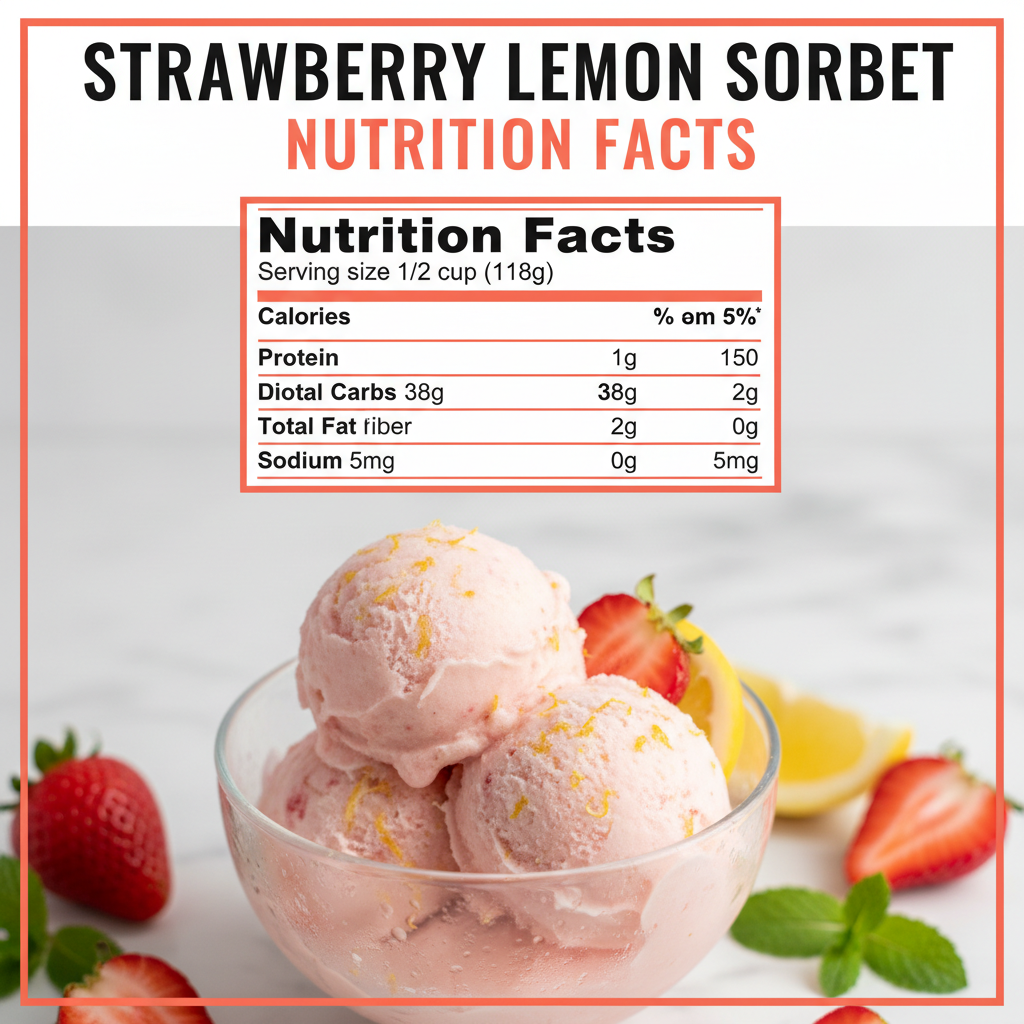 strawberry lemon sorbet recipe nutritional information