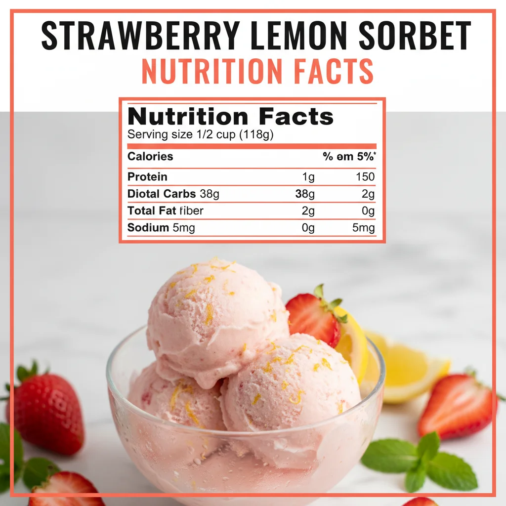 strawberry lemon sorbet recipe nutritional information