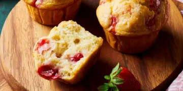 strawberry muffins recipe featured