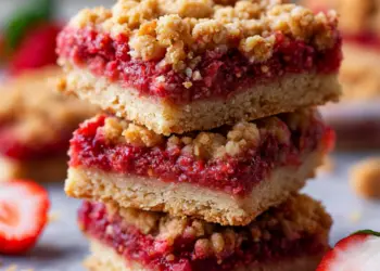 strawberry oatmeal crumble bars recipe featured