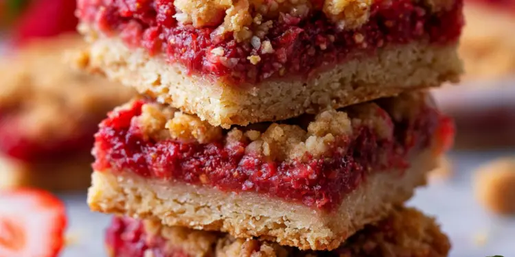 strawberry oatmeal crumble bars recipe featured