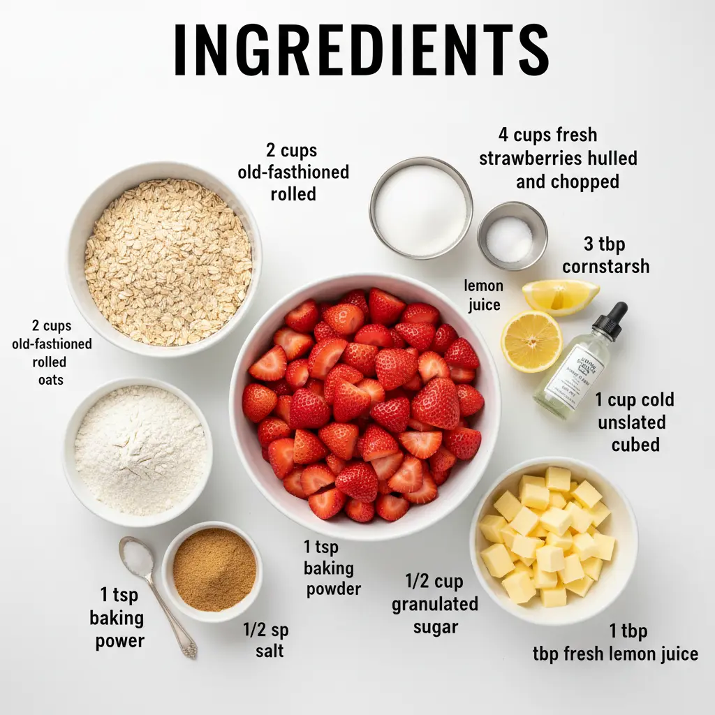 strawberry oatmeal crumble bars recipe ingredients