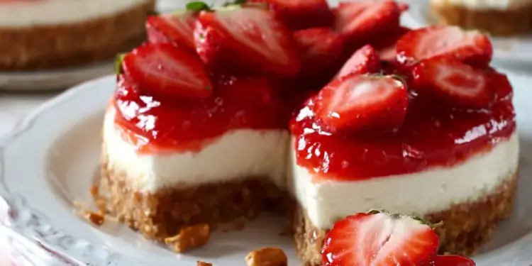 strawberry pretzel cheesecake recipe featured
